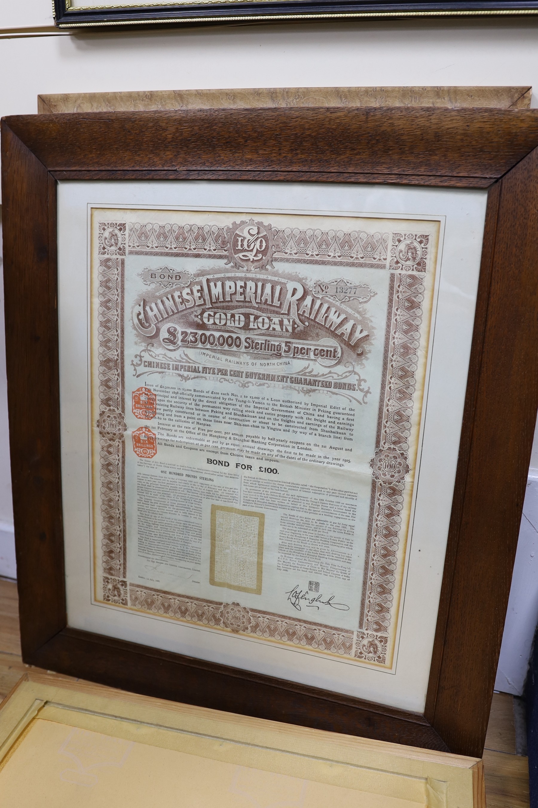 Four framed Chinese bonds